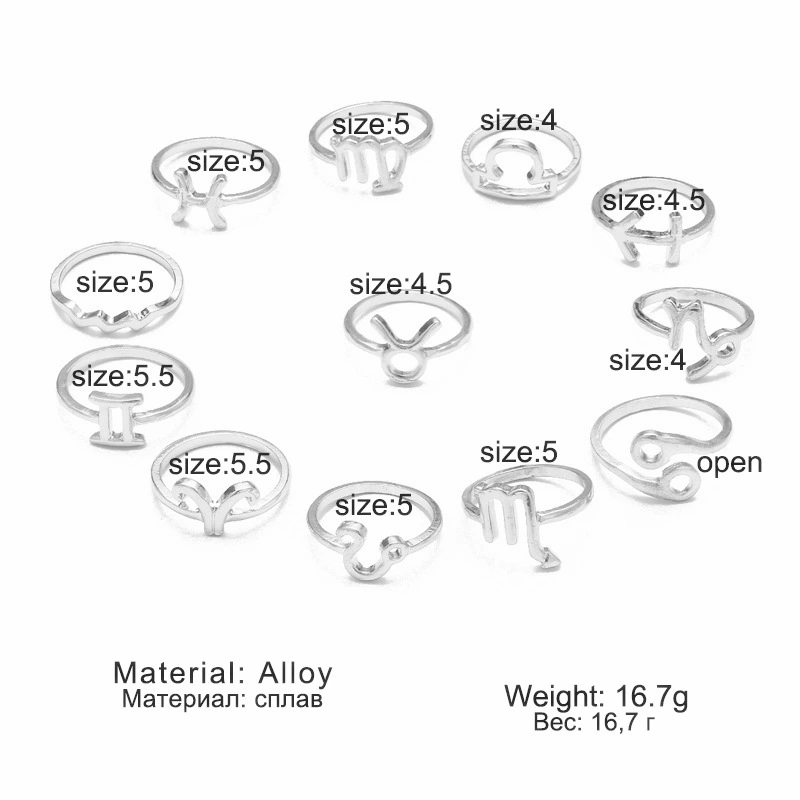 Moushang Alloy Constellation 12 Piece Ring Set