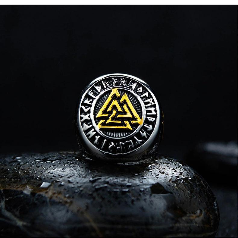 Viking Odin Triangle Titanium Steel Ring