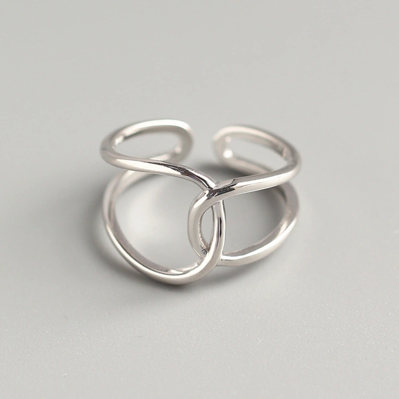 European And American Pure Silver Simple Line Ring