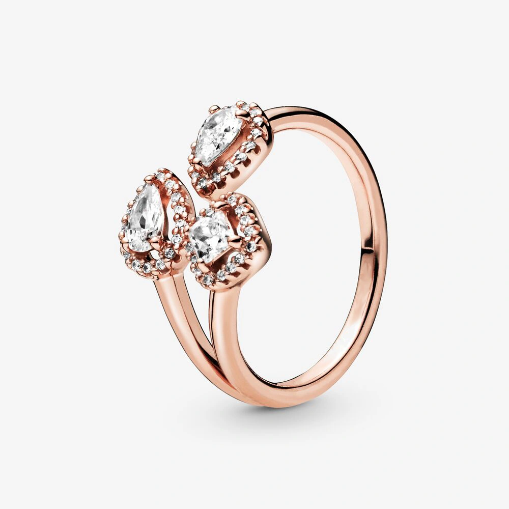 Fashion Boutique Couple Ring In Sterling Silver Rose Gold With Beads