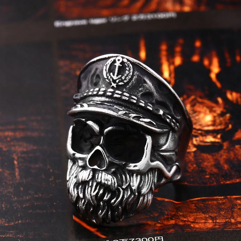 Stainless Steel Punk Police Skull Ring