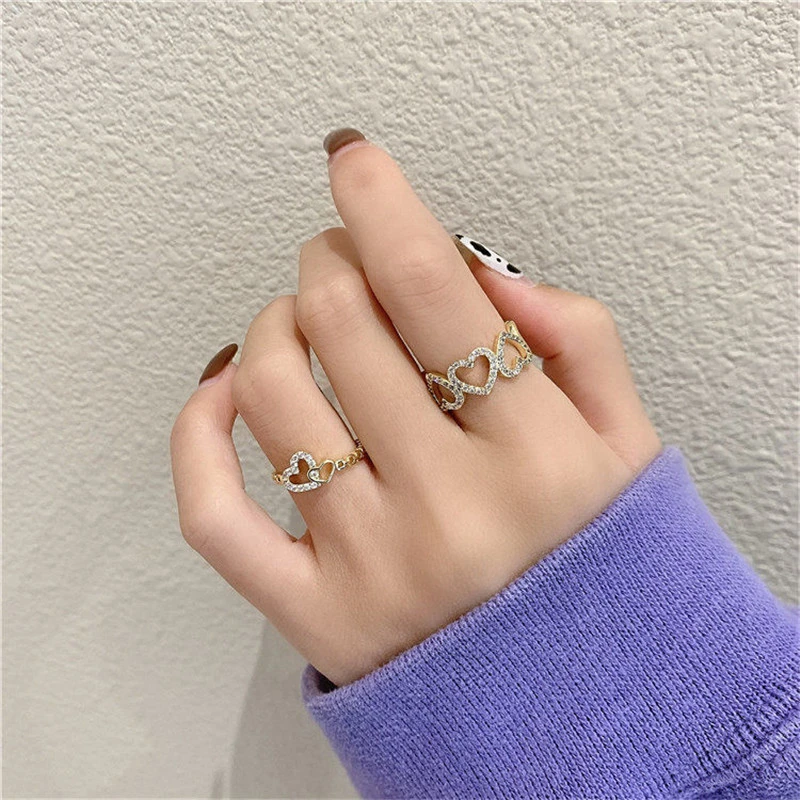 Exquisite Micro-inlaid Zircon Love Heart Temperament Ring