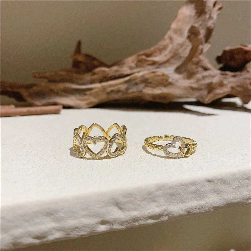 Exquisite Micro-inlaid Zircon Love Heart Temperament Ring