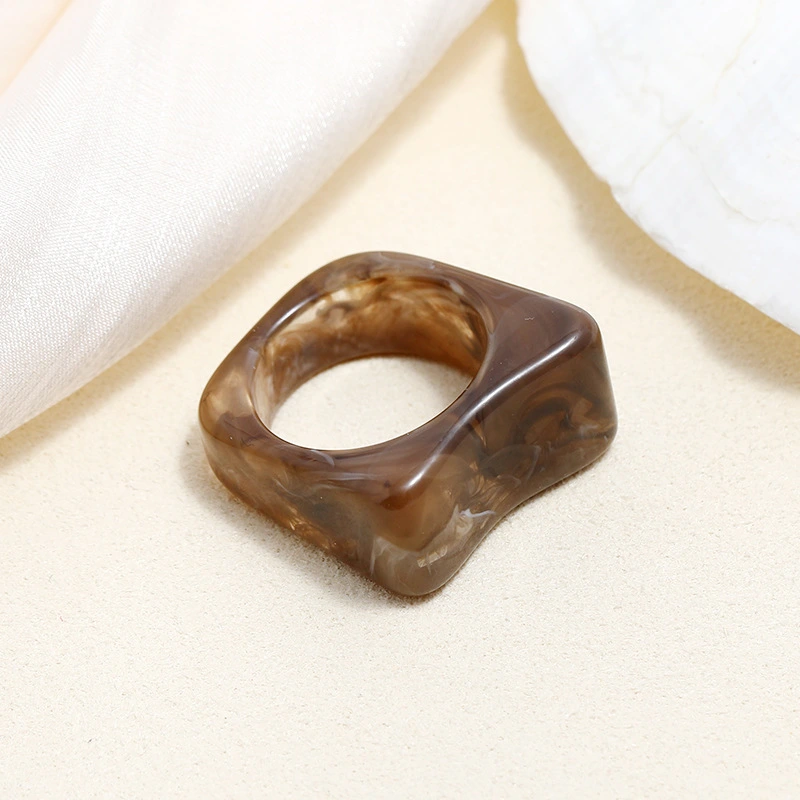 European And American New Personality Trend Resin Ring Creative Irregular Shape Color Joint Ring