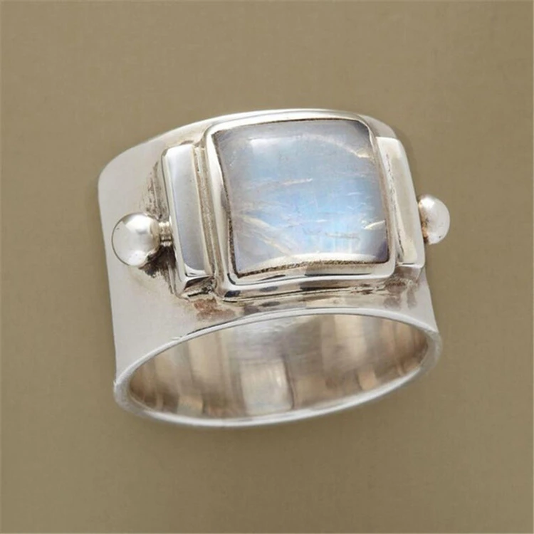 Natural Gemstone Moonstone Ring Ladies Engagement Ring