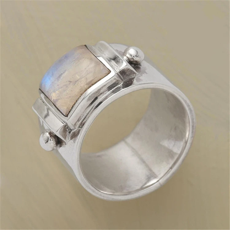 Natural Gemstone Moonstone Ring Ladies Engagement Ring
