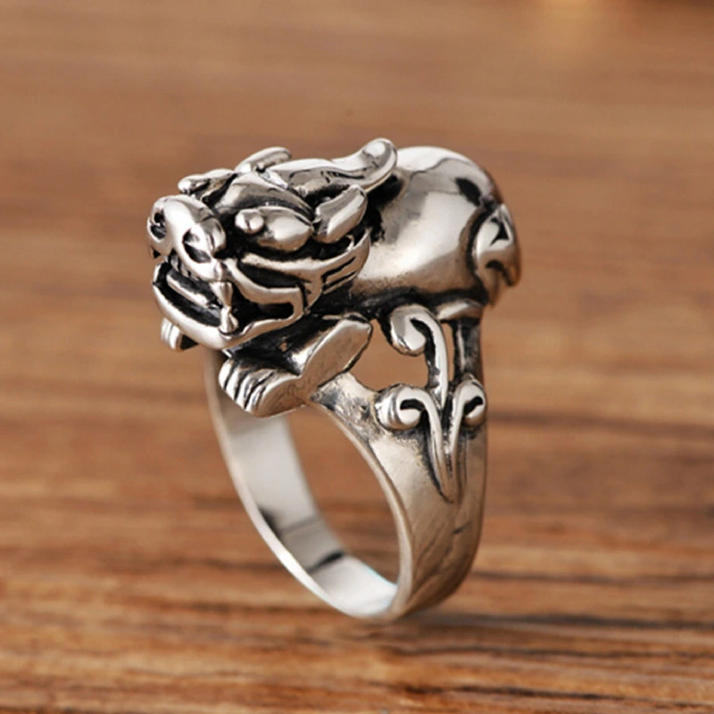 Retro Silver Wealth Blessing Ring