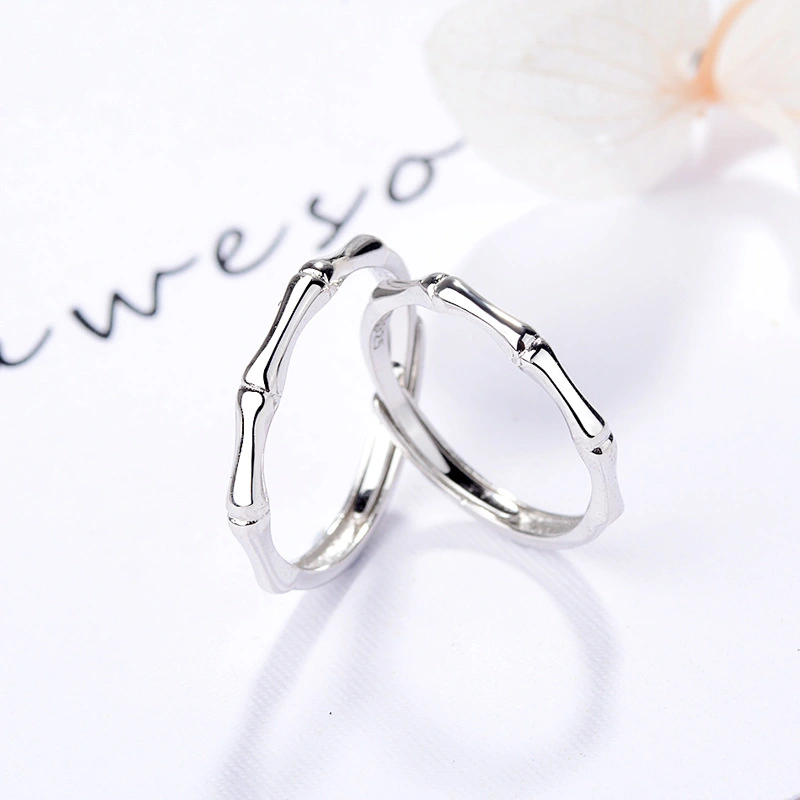 S925 Sterling Silver Antique Literary Original Festival High Bamboo Small Bamboo Couple Ring Valentine's Day Gift