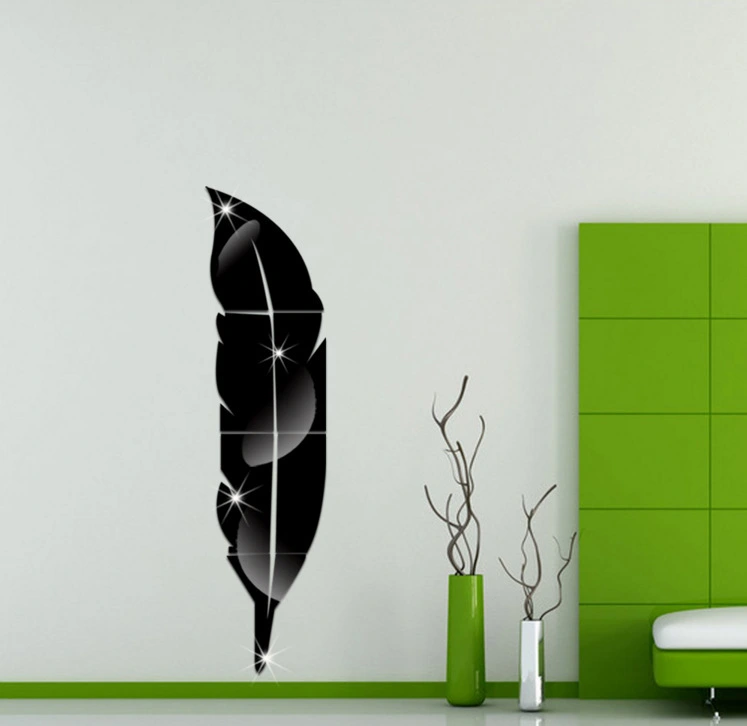 Mirror Wall Sticker Feather Decoration Mirror
