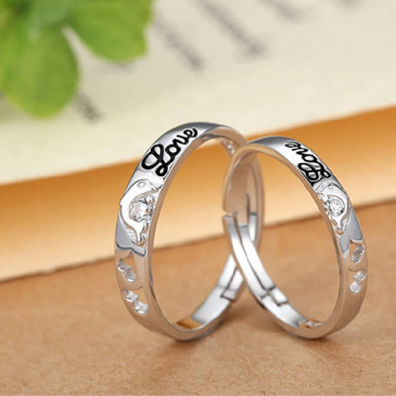 Sterling Silver Dolphin Live Ring Set With Diamond