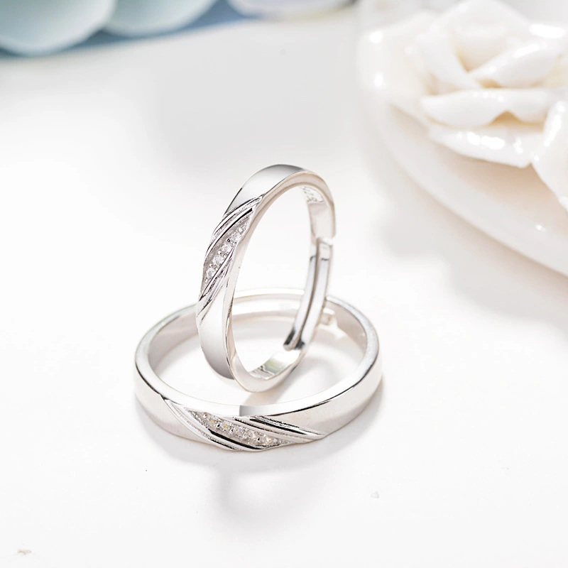 Korean Version Of Simple  Couple Ring S925 Sterling Silver Ring Men And Women Couple Ring Valentines Day Birthday Gift