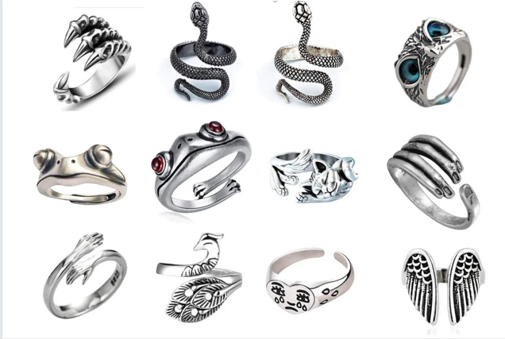 Alloy Set 12-piece Set Of Animal Ring  Ring Adjustable