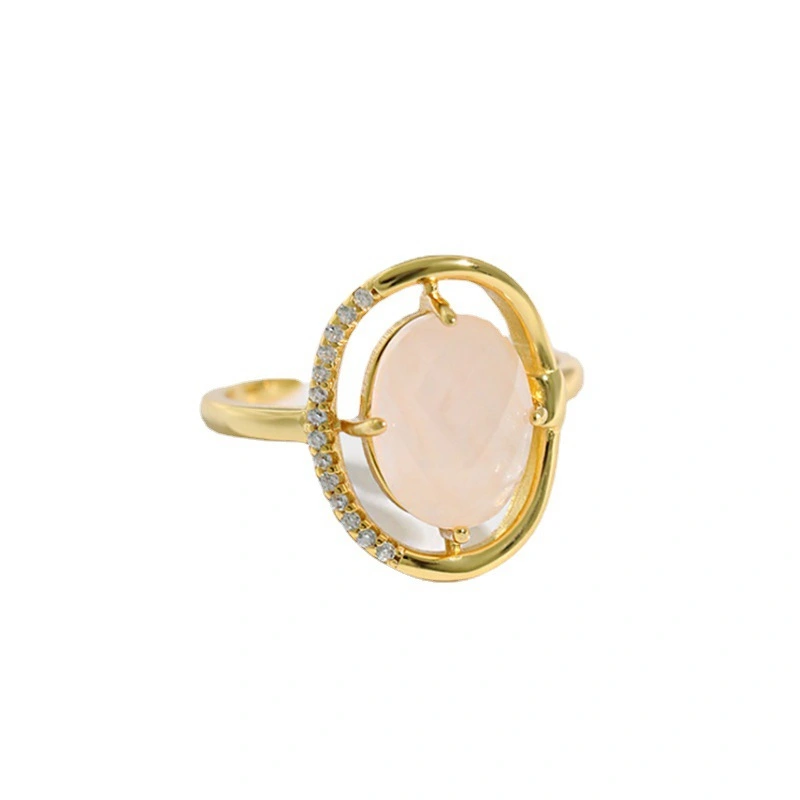 Crystal Elegant  Ring Female Peach BlossomRetro