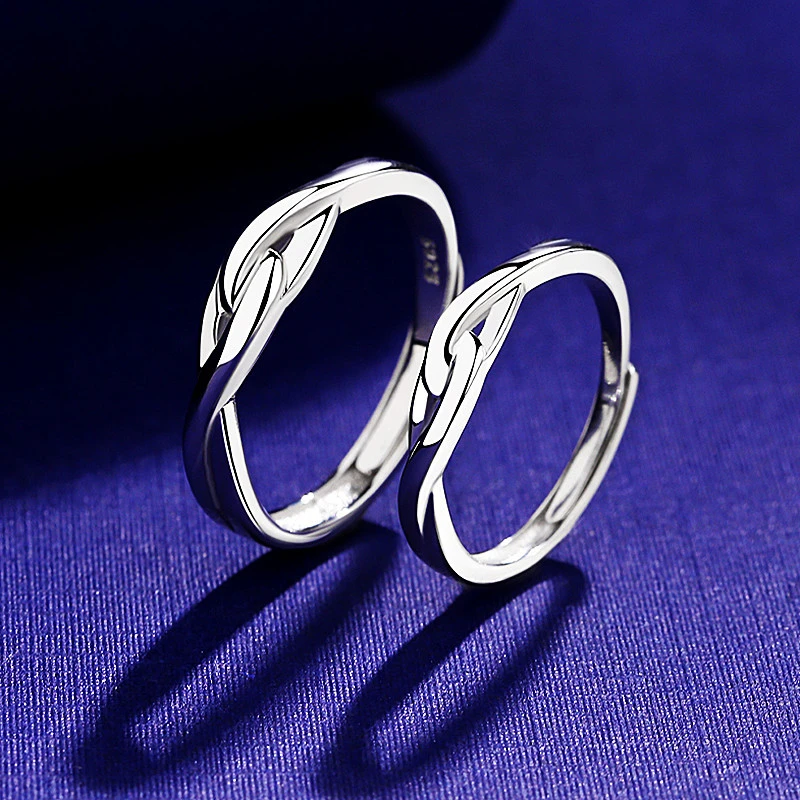 Silver Couple Rings With Men And Women'S Ring Openings Can Be Adjusted