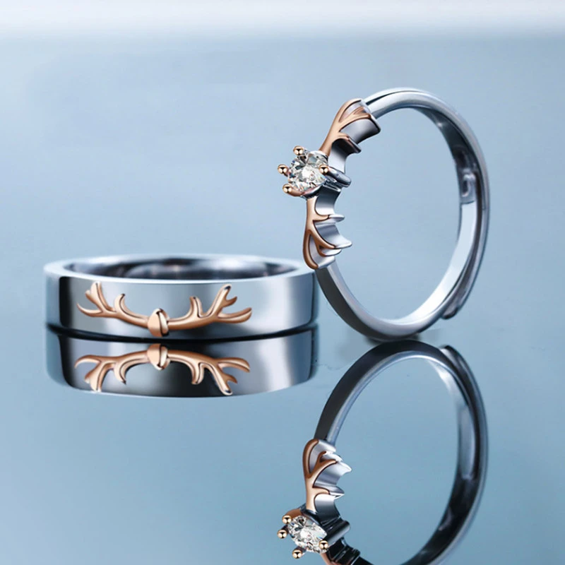 Deer You Couple Ring Simple Personality S925 Silver Men And Women