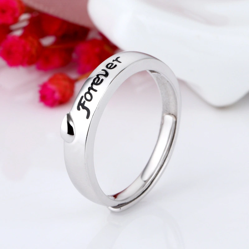 S925 Silver Couple Ring Love Double Love LOVE Men And Women Ring