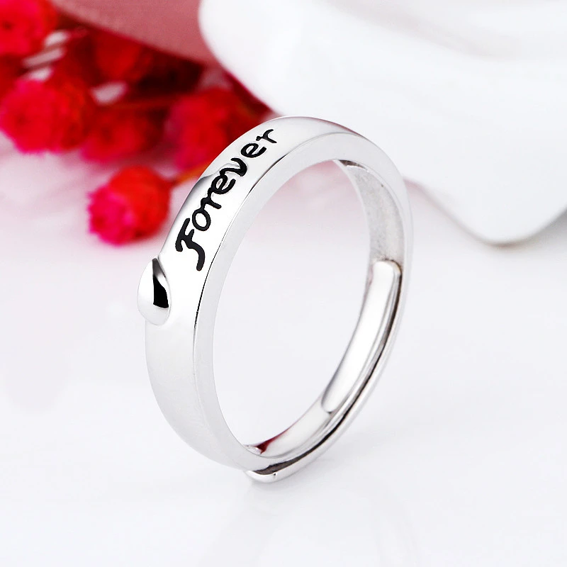 S925 Silver Couple Ring Love Double Love LOVE Men And Women Ring