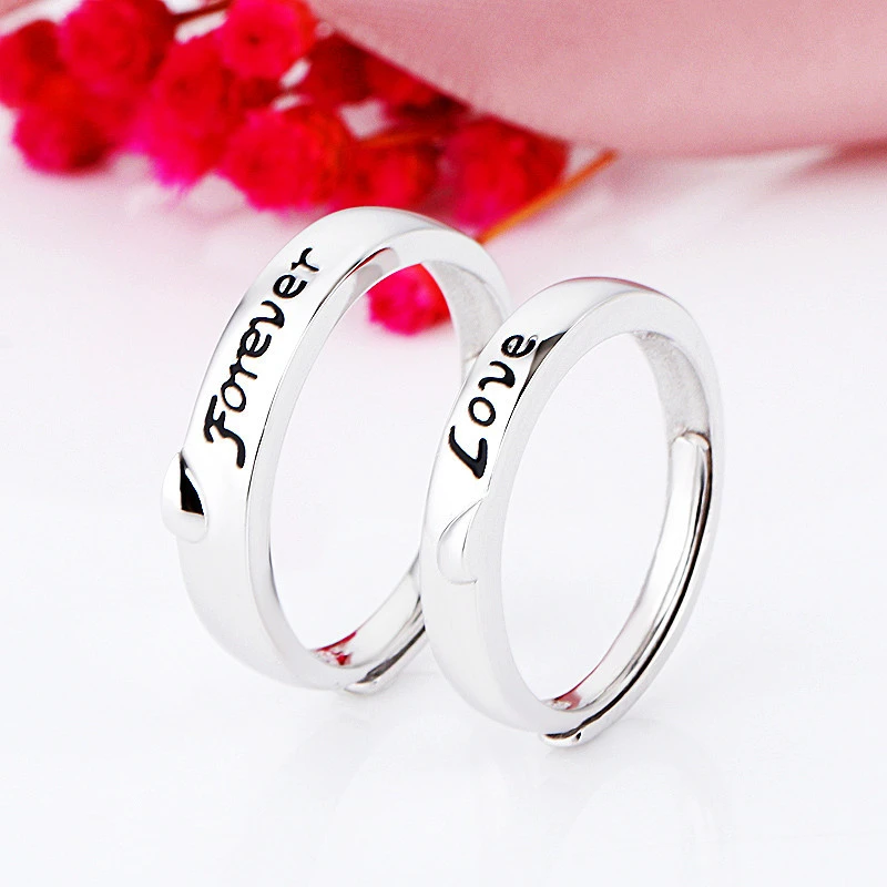 S925 Silver Couple Ring Love Double Love LOVE Men And Women Ring