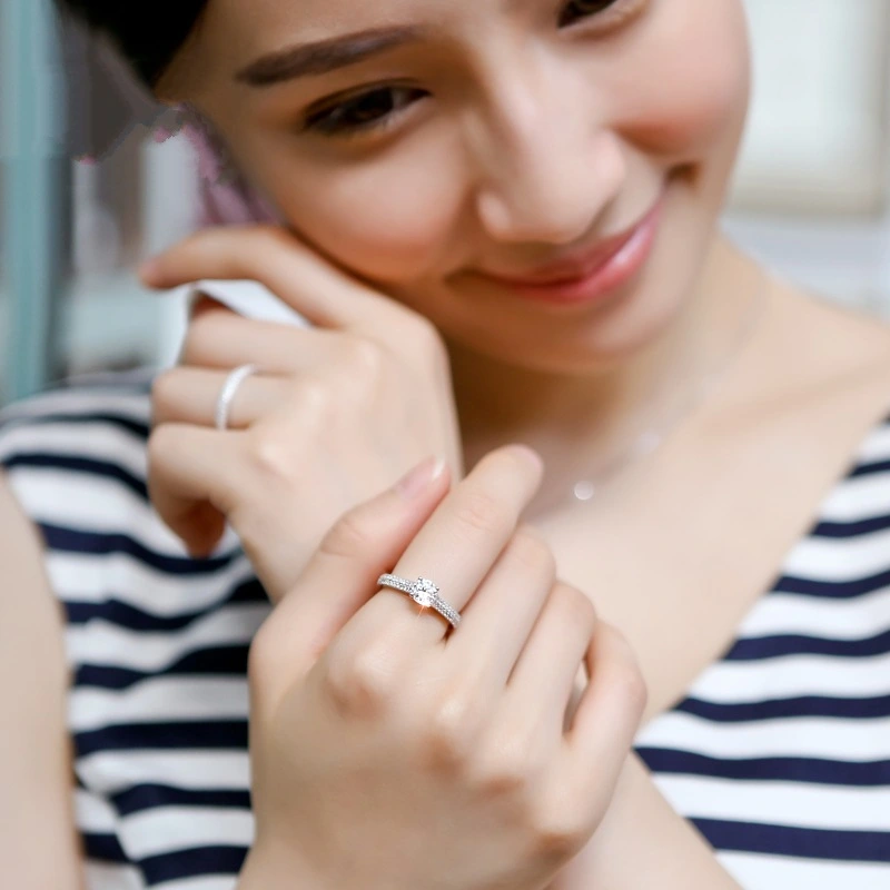 Micro-set Set Ring Simulation Zircon Engagement Ring Fashion Engagement Banquet Ring