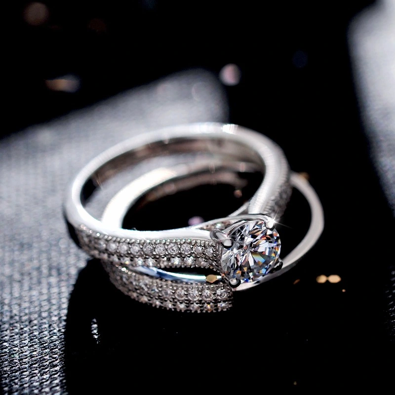 Micro-set Set Ring Simulation Zircon Engagement Ring Fashion Engagement Banquet Ring