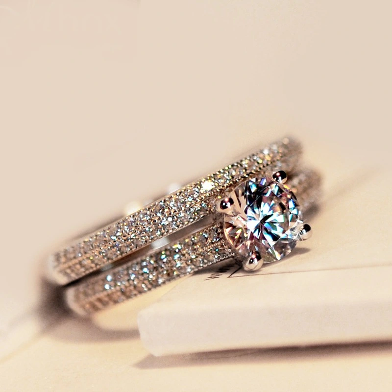 Micro-set Set Ring Simulation Zircon Engagement Ring Fashion Engagement Banquet Ring