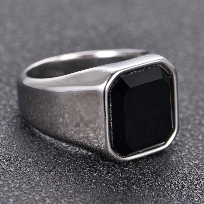 Men's Personalized Titanium Steel Gem Ring