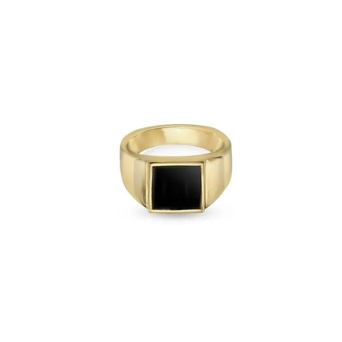 Black Square Ring Simple European And American Cold Wind Stacking Ring