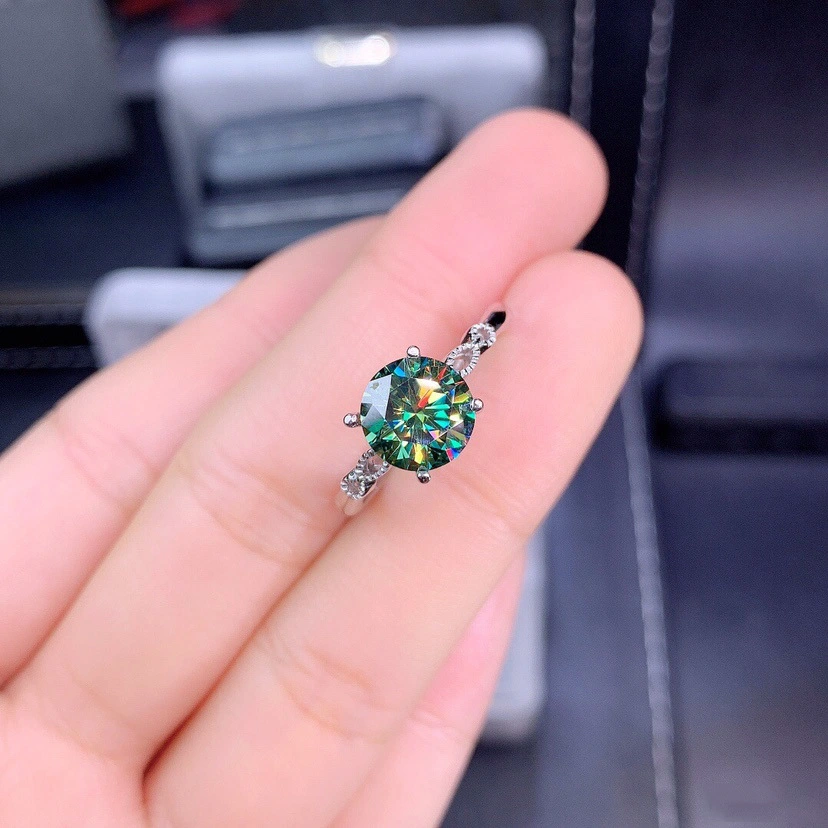 Carat Hearts Arrows Blue And Green Moissanite Diamond Ring