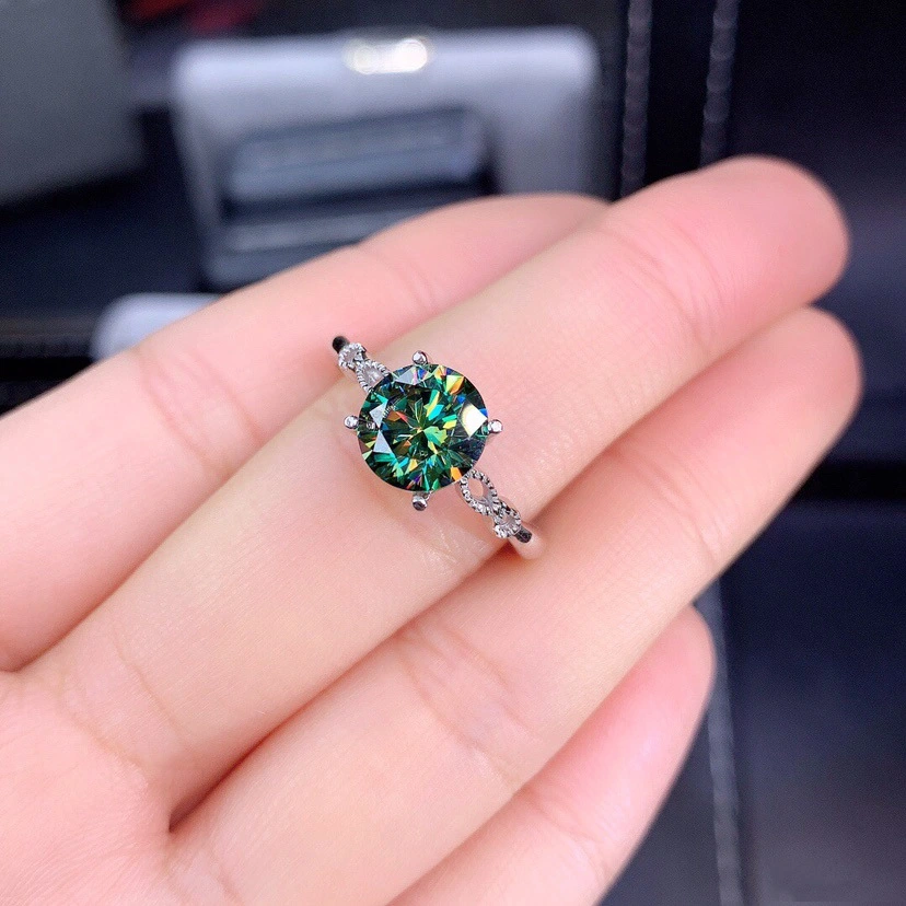 Carat Hearts Arrows Blue And Green Moissanite Diamond Ring