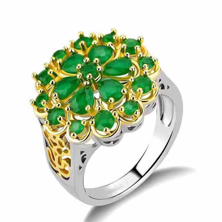 Hot Selling Jewelry New Exaggerated Atmosphere Blue Square Ring