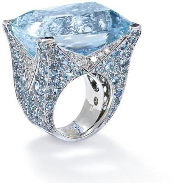 Hot Selling Jewelry New Exaggerated Atmosphere Blue Square Ring
