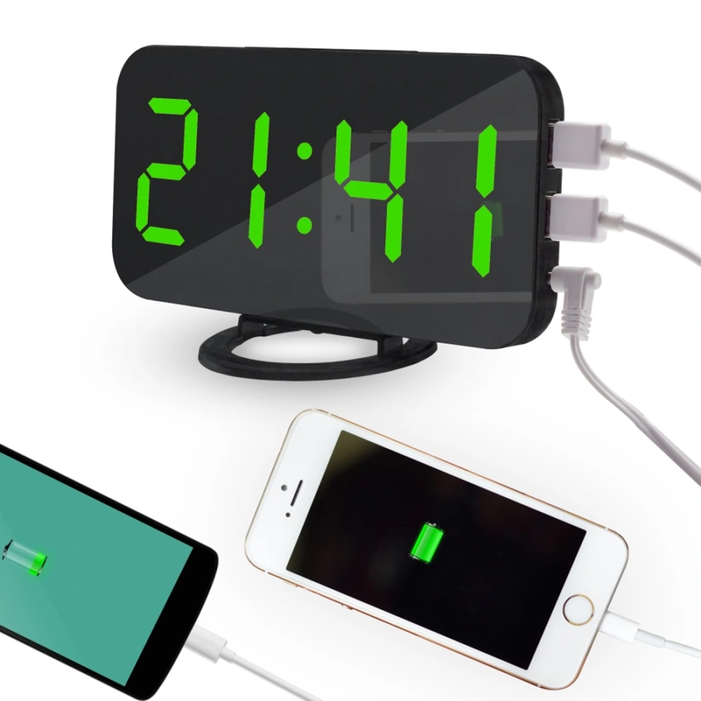 Creative Mobile Phone Charging Mirror Electronic Snooze Alarm Clock