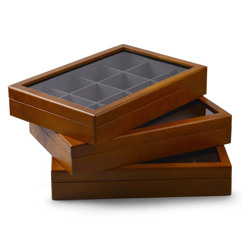 Wooden Jewelry Box Japanese Solid Wood Jewelry Dust Box Bracelet Ring Earring Storage Box