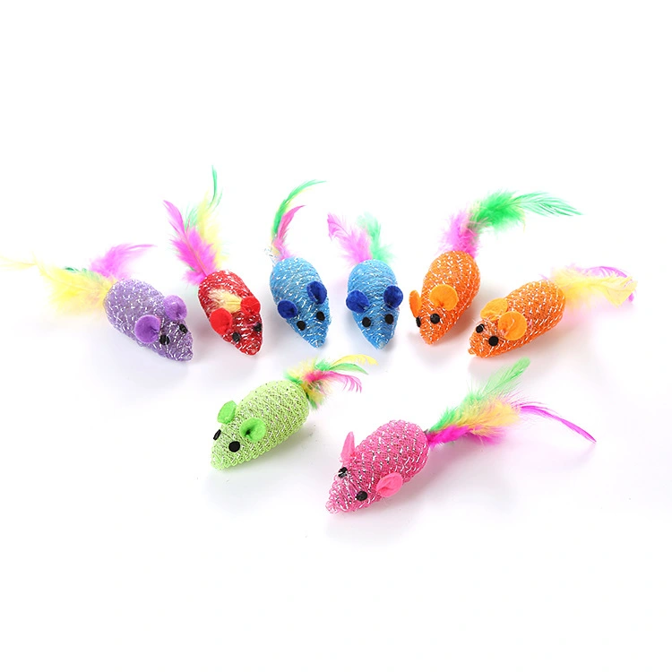 Multi-color Funny Cat Toy With Colored Feathers