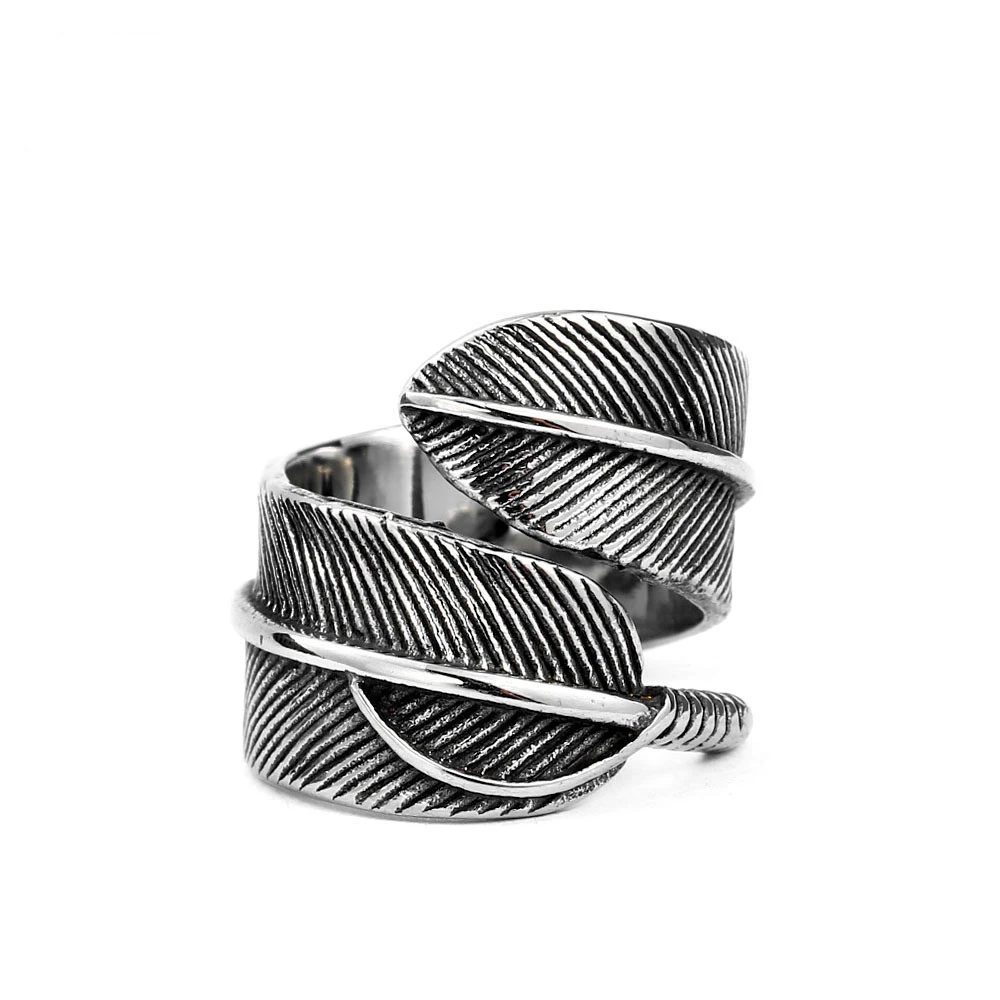 Titanium Steel Men's Opening Takahashi Goro Feather Ring Ring