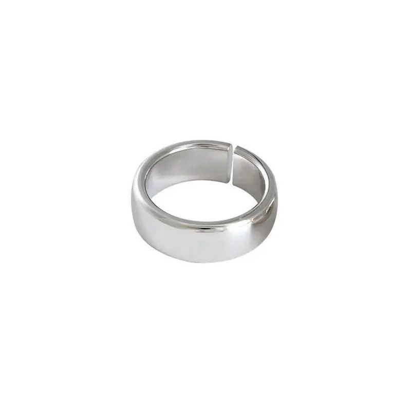 South Korea S925 Plain Silver Fashion Personality Simple Glossy Wide  Ring Finger Silver Jewelry