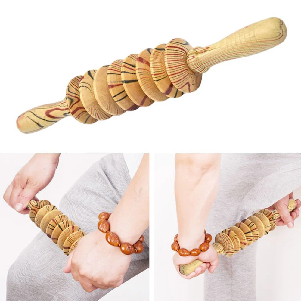 Temple Fair Stalls Hot Selling Wooden White Red Belly Nine-wheel Massager Leg Roller Massage Scenic Spot Wholesale