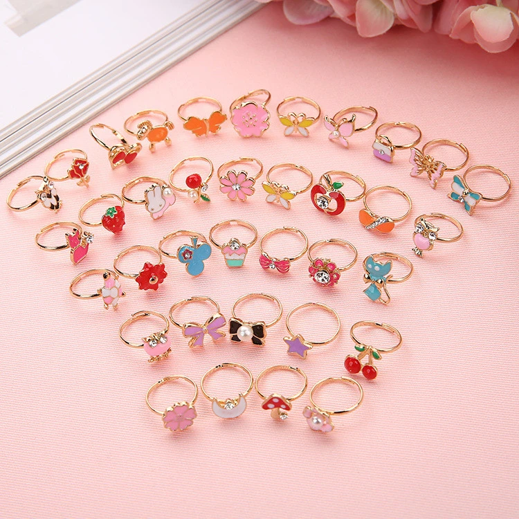 The New Alloy Cartoon Children's Ring Mixed Random Mixed Colors