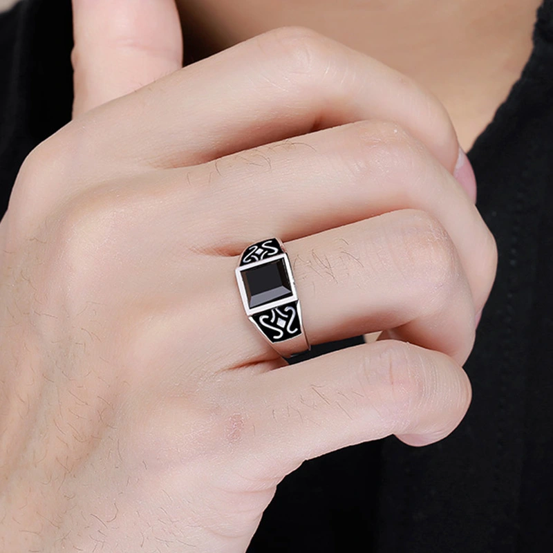 Men's Trendy Obsidian Domineering Ring Ring
