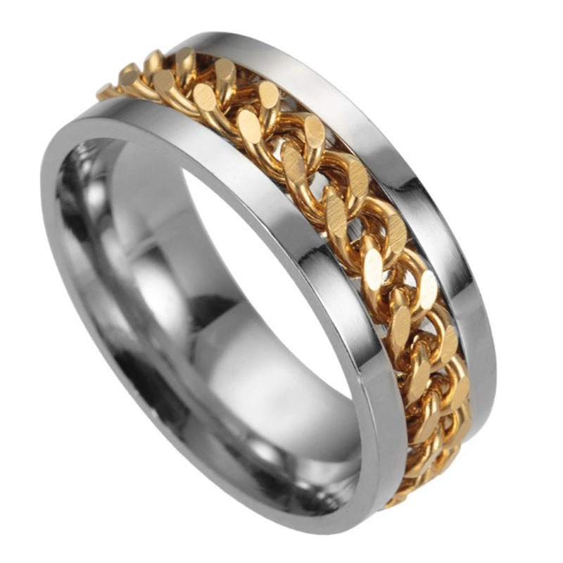 Men's Rotating Chain Titanium Steel Cool Ring Ring