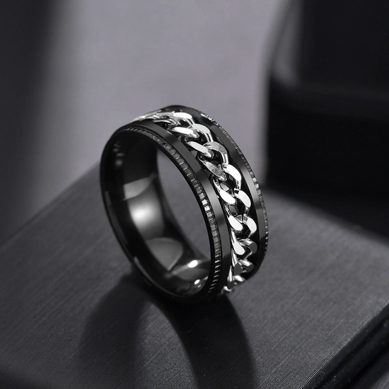 Men's Rotating Chain Titanium Steel Cool Ring Ring