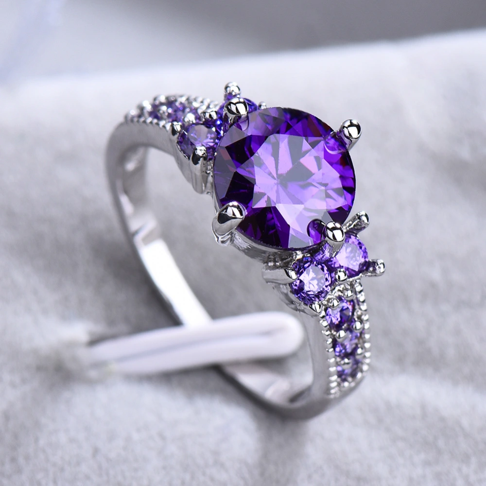 Ring Retro Female Japanese And Korean Purple Zircon Ring Diamond Ring