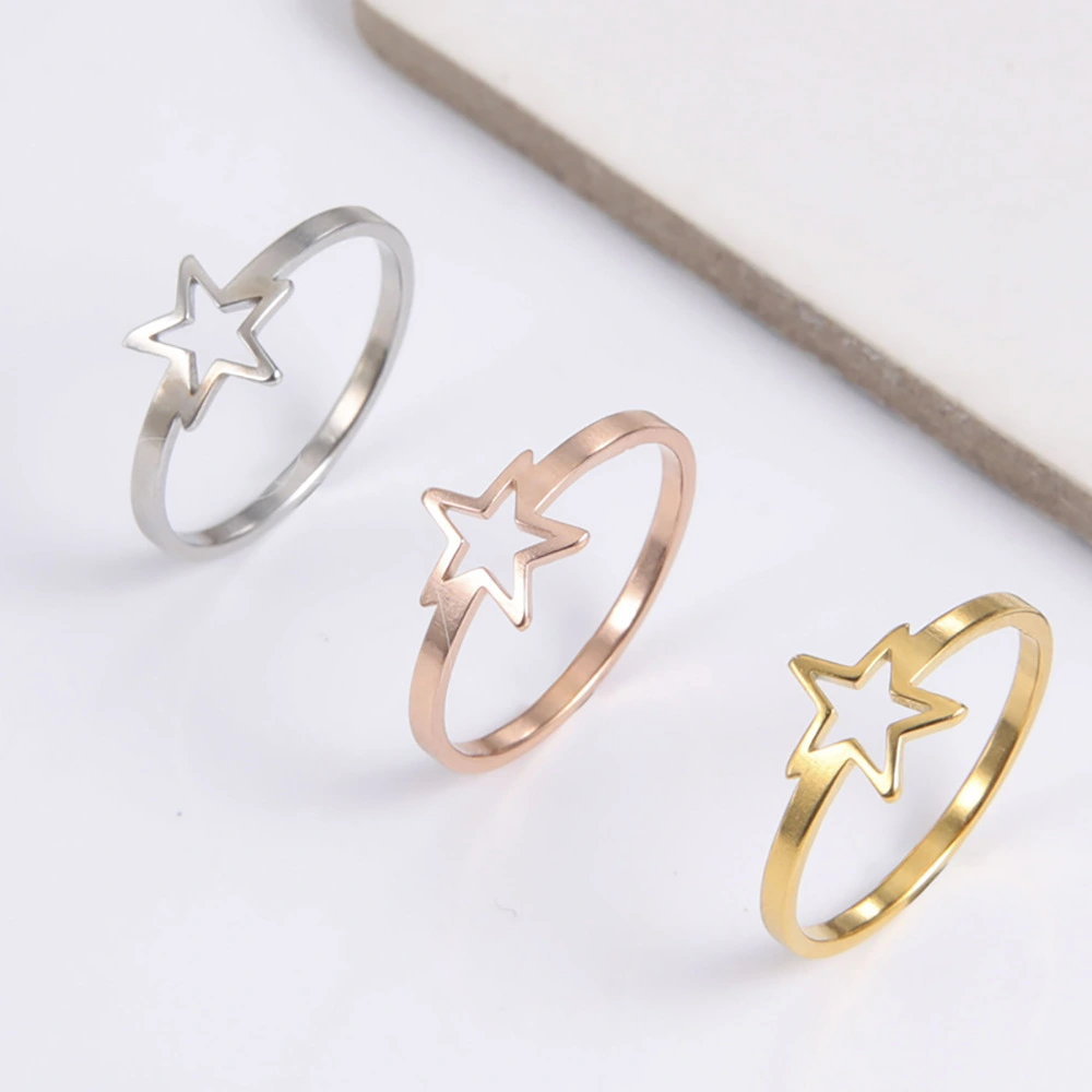 Glossy Star-shaped Simple Fashion Stainless Steel Women's Ring