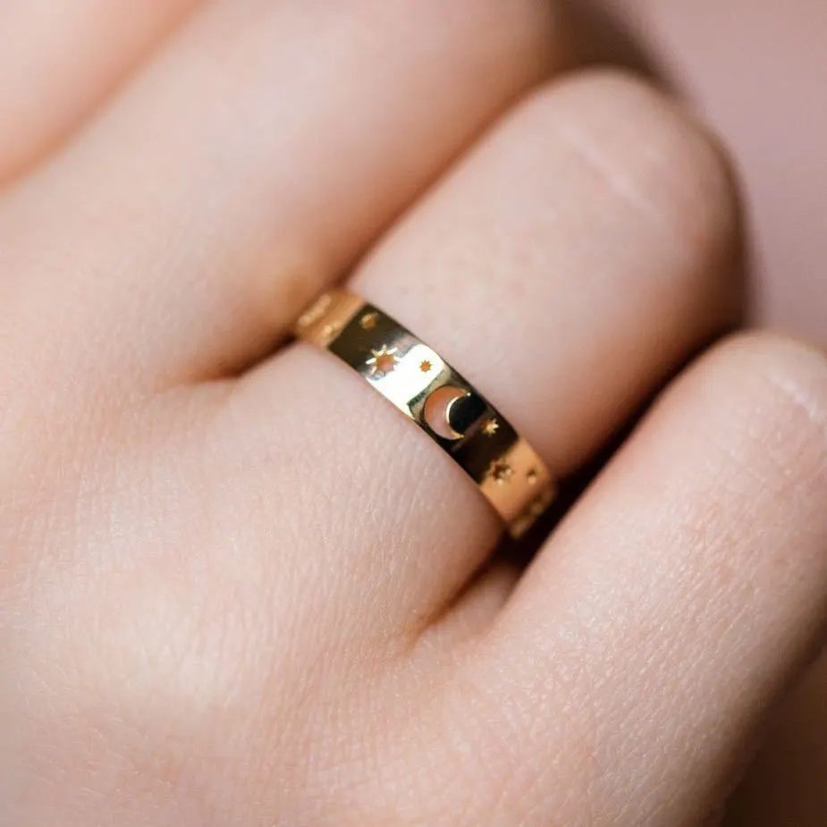 Hollow Star Moon Ring Cross-border Hot Sale Ring Couple Ring Simple