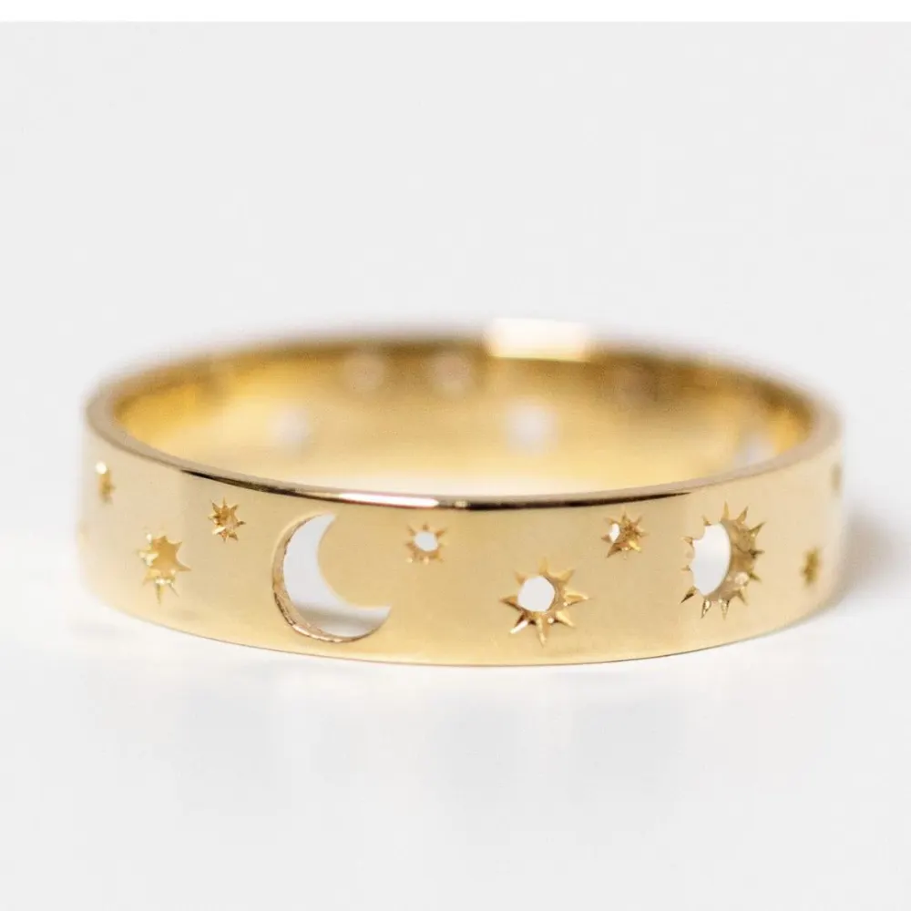 Hollow Star Moon Ring Cross-border Hot Sale Ring Couple Ring Simple