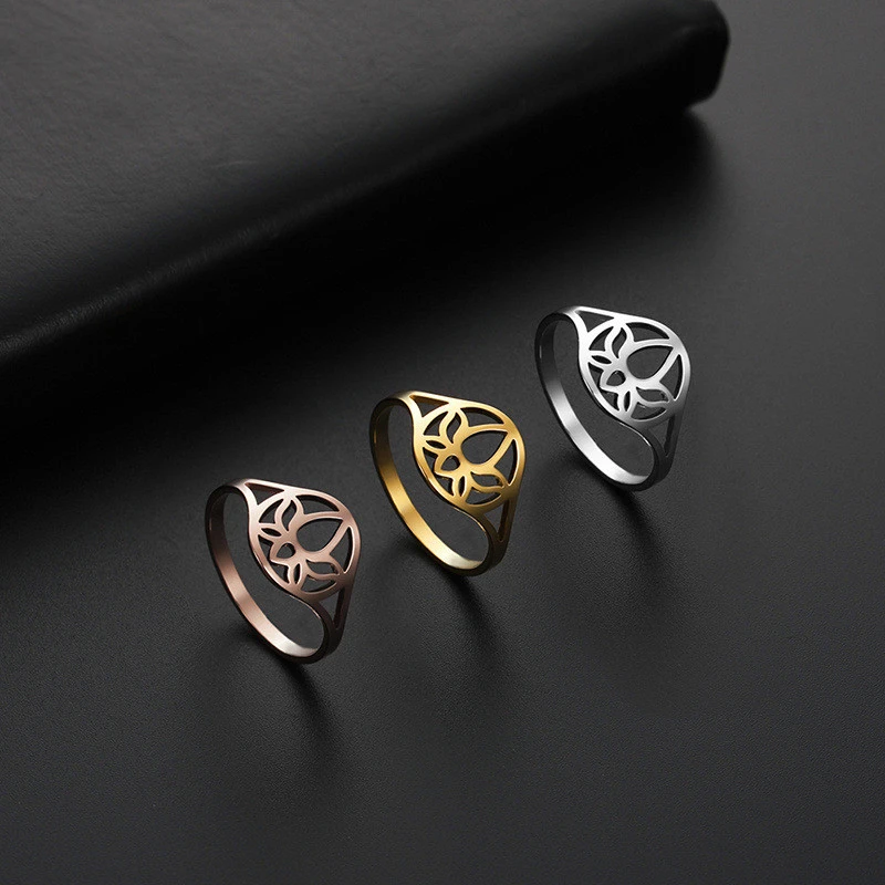 Ring Female Personality Simple Lotus Ring Creative