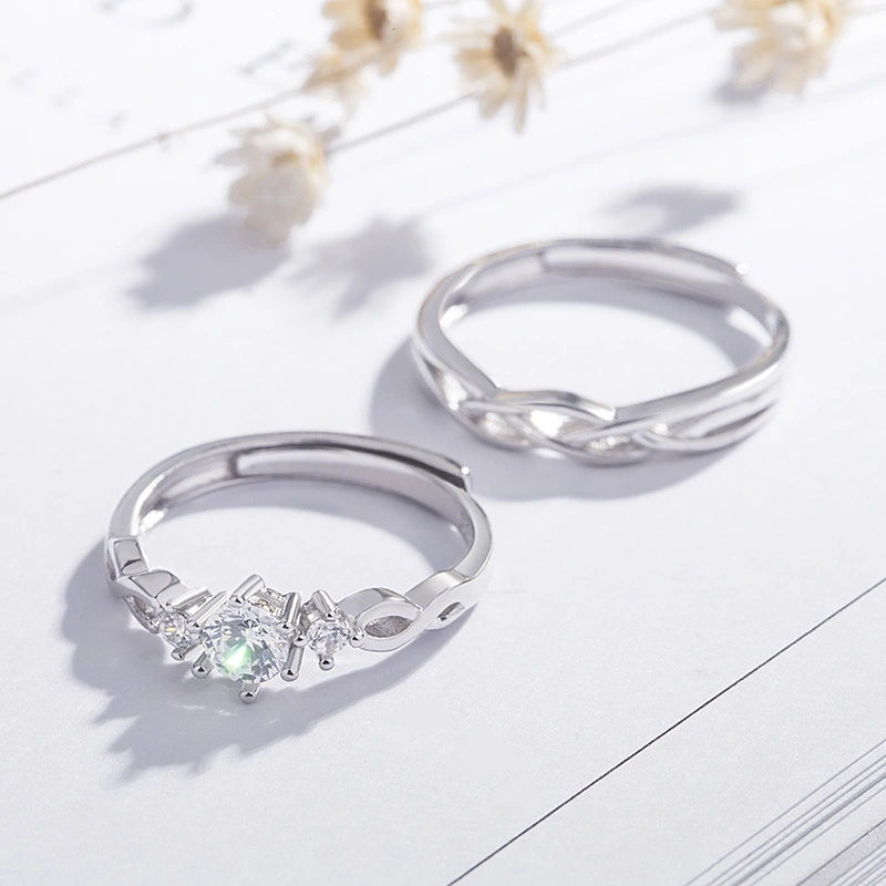 S925 Sterling Silver Winding Couple Ring