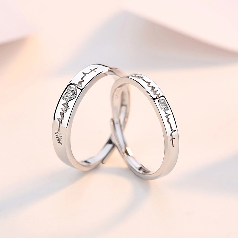 Heartbeat Couple Ring Sterling Silver Jewelry For Men And Women