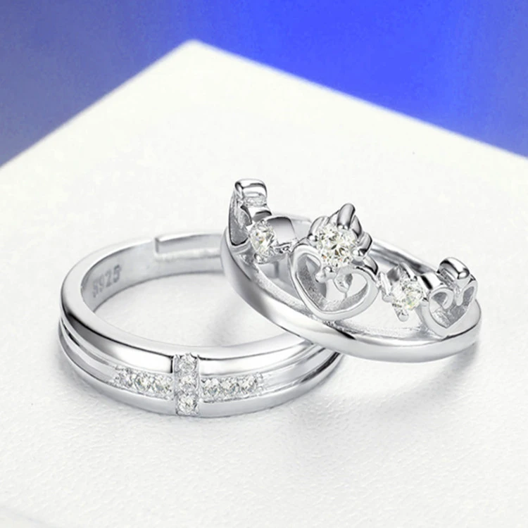 Crown Love Cross Diamond Men's And Women's Pair Ring