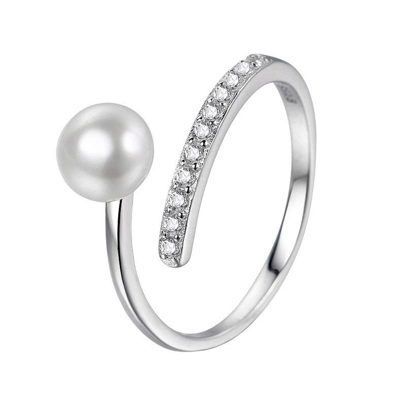 Ring Simple Pearl Zircon Round Pearl